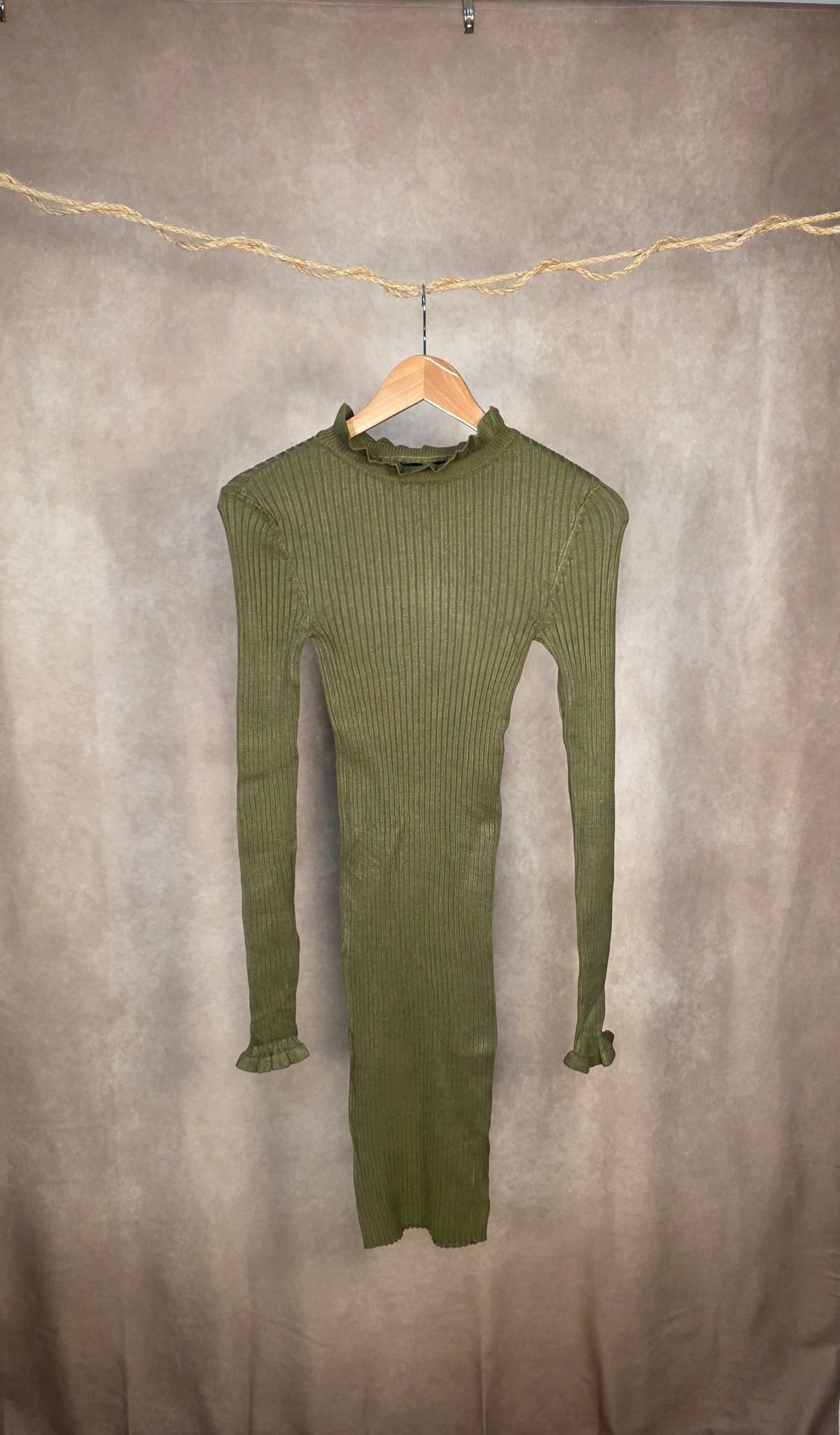 Abito mini verde in maglia