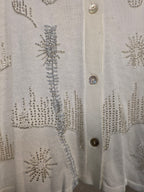 Camicia impreziosita con ricami di perline argentate