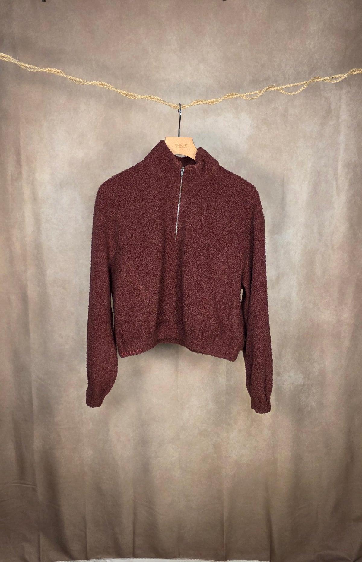 Felpa bordeaux con mezza zip