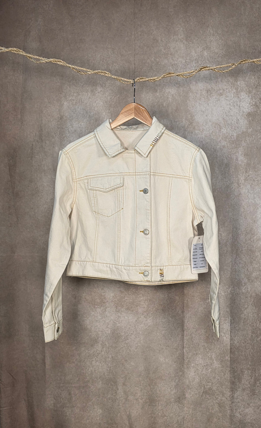Giacca cropped in denim ècru