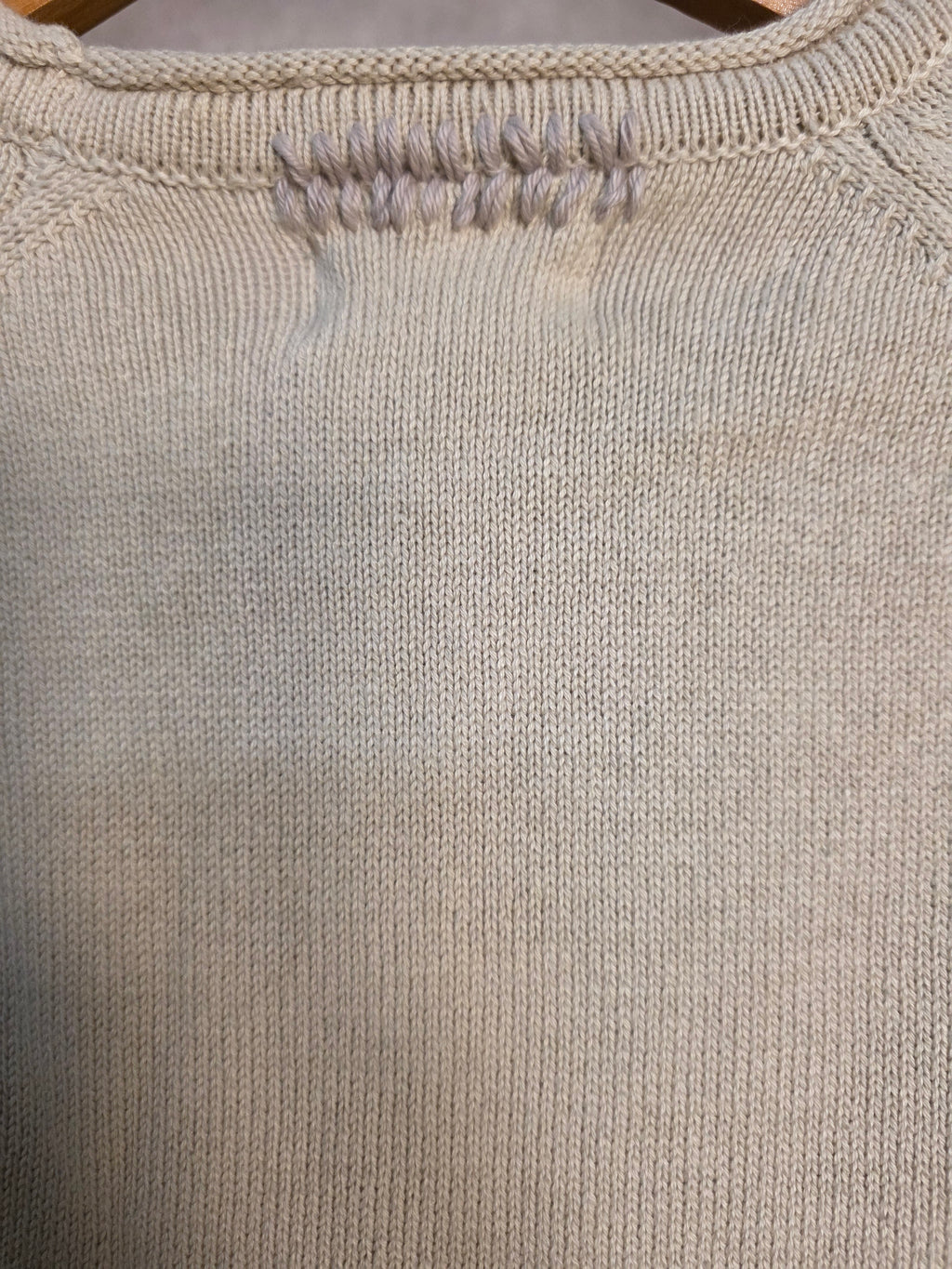 Maglione girocollo in cotone color crema