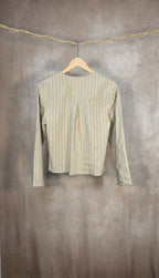 Blazer gessato in misto lino
