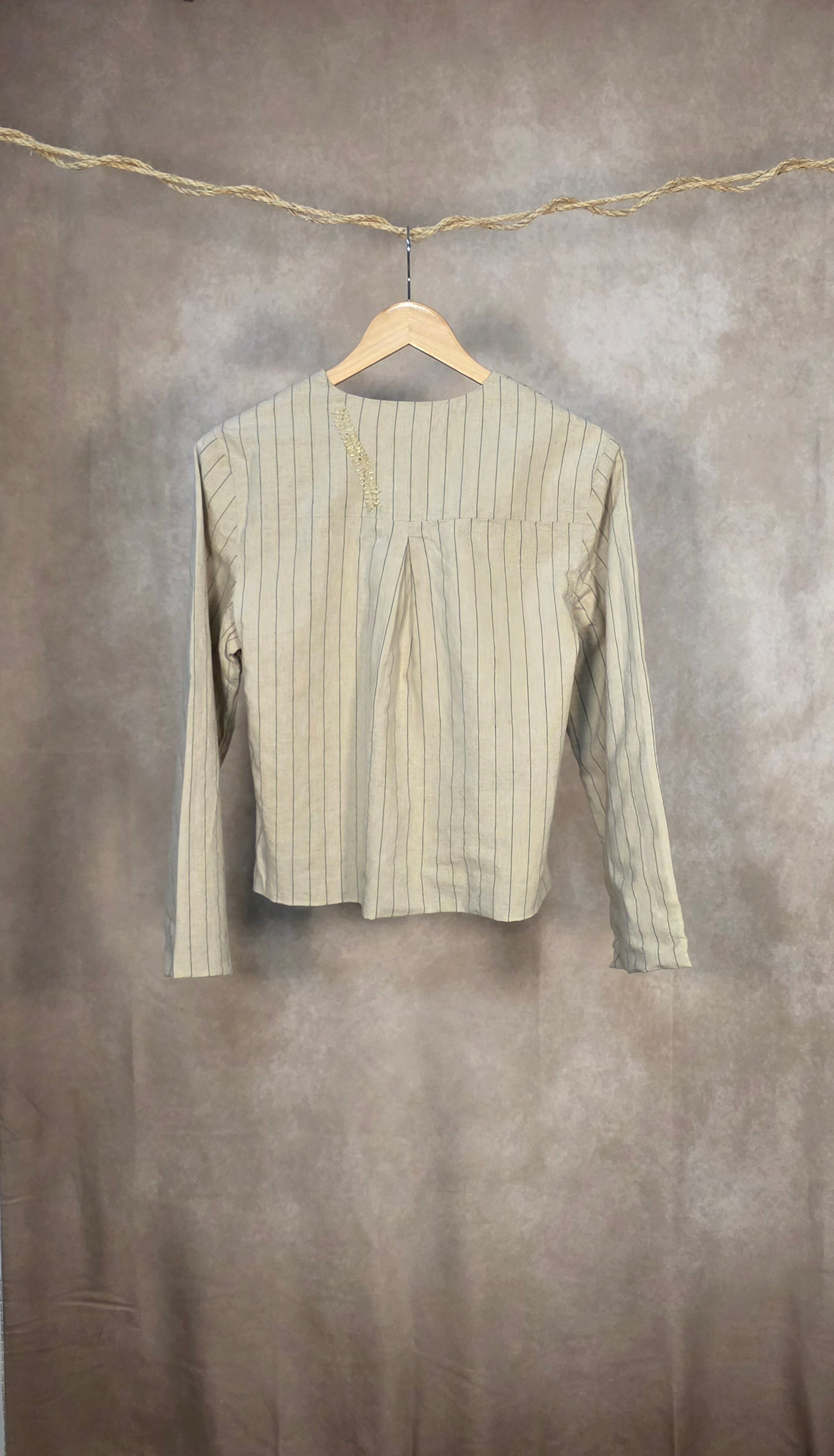 Blazer gessato in misto lino