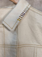 Giacca cropped in denim ècru