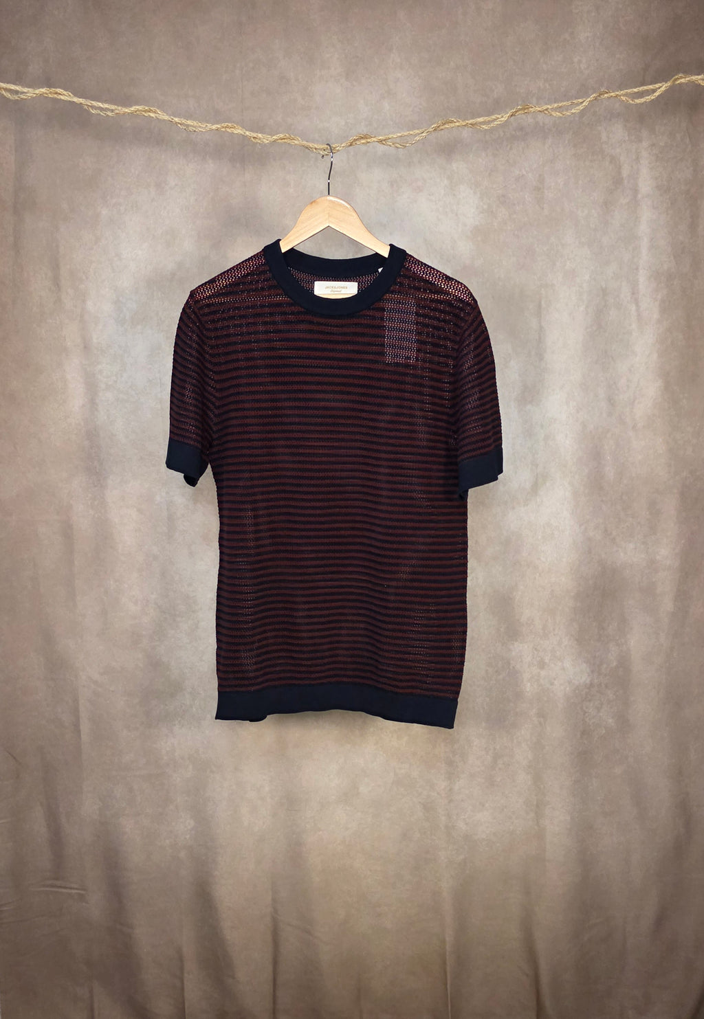 T-Shirt a righe in maglia traforata