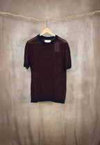 T-Shirt a righe in maglia traforata