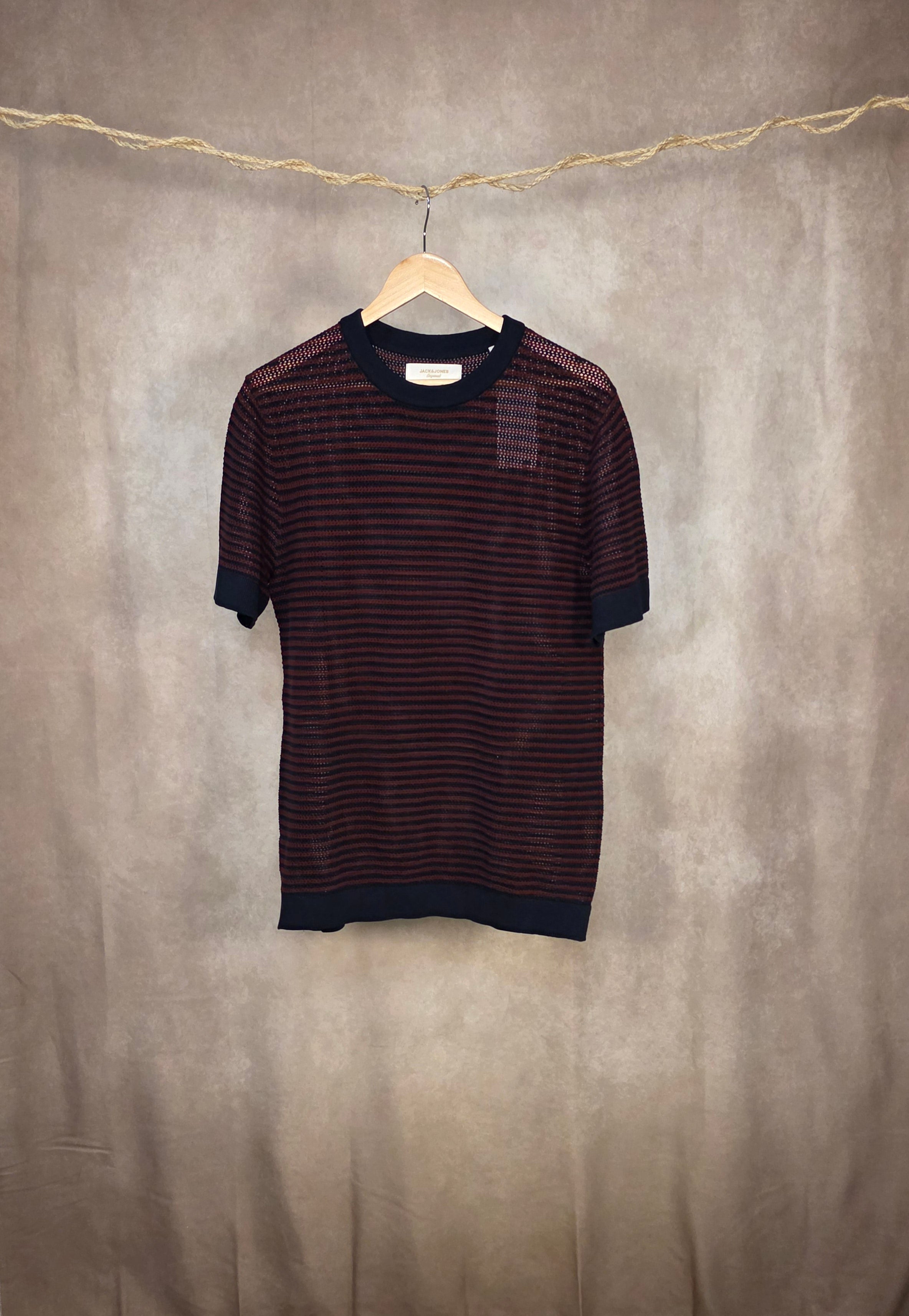 T-Shirt a righe in maglia traforata