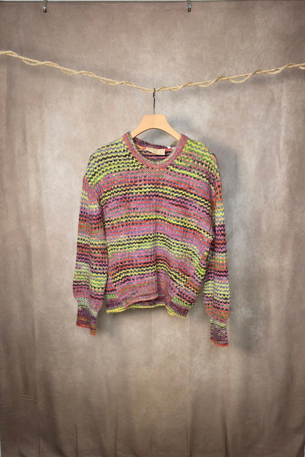 Maglia girocollo multicolore space dye