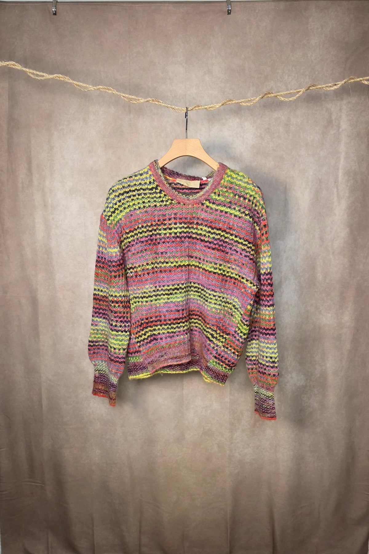 Maglia girocollo multicolore space dye