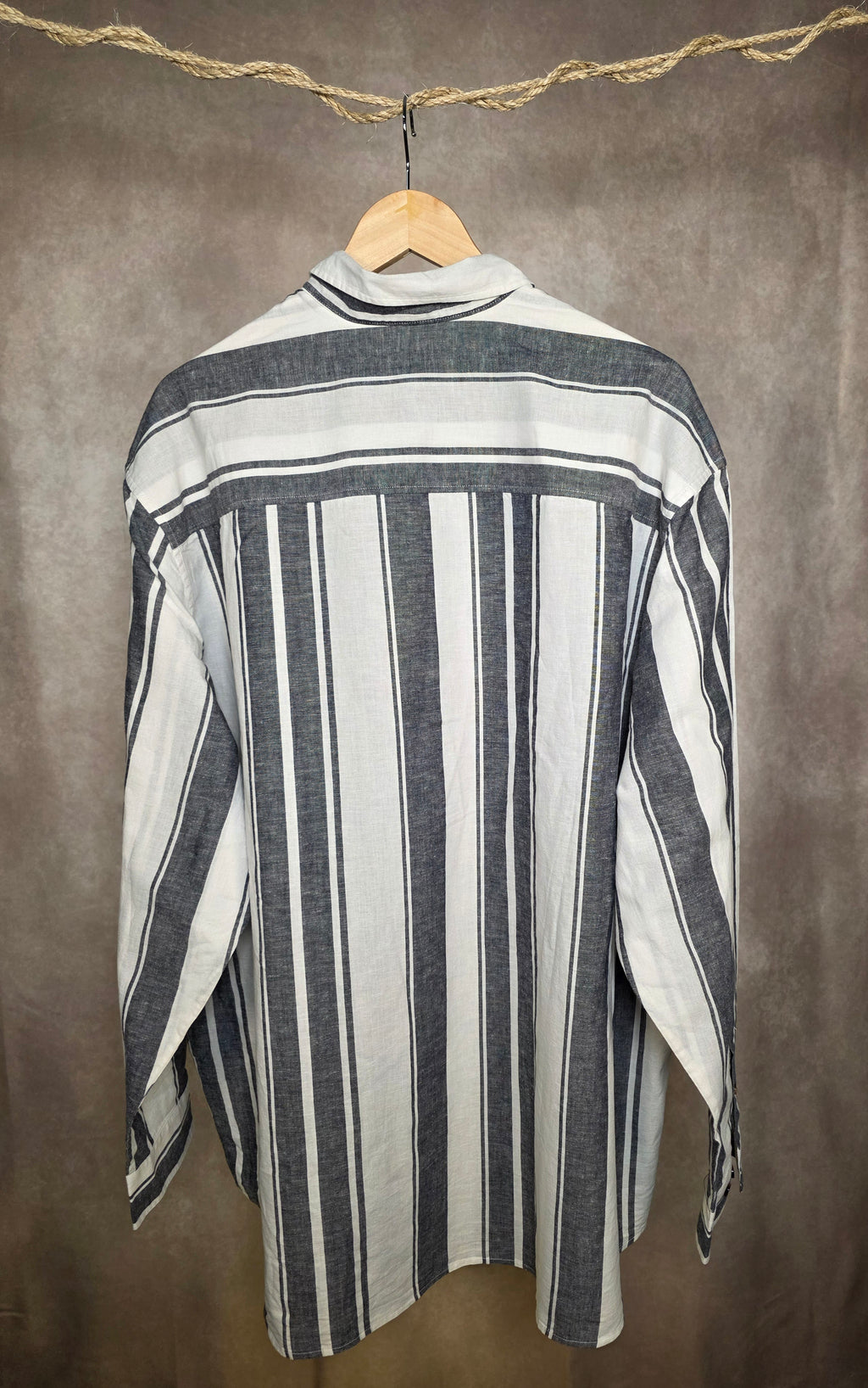 Camicia gessata in misto lino +FIT