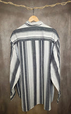 Camicia gessata in misto lino +FIT