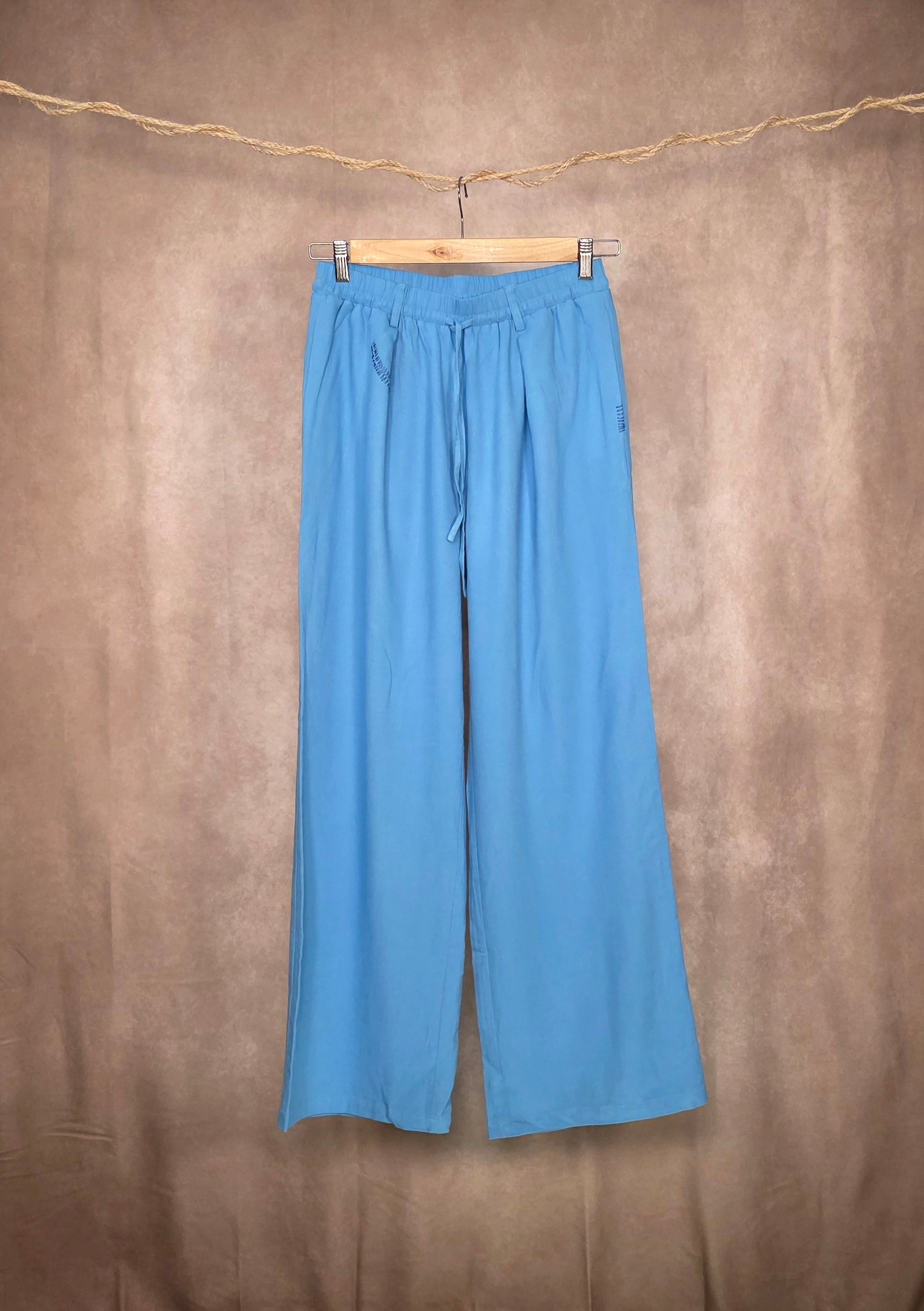 Pantaloni leggeri a gamba larga in misto lino