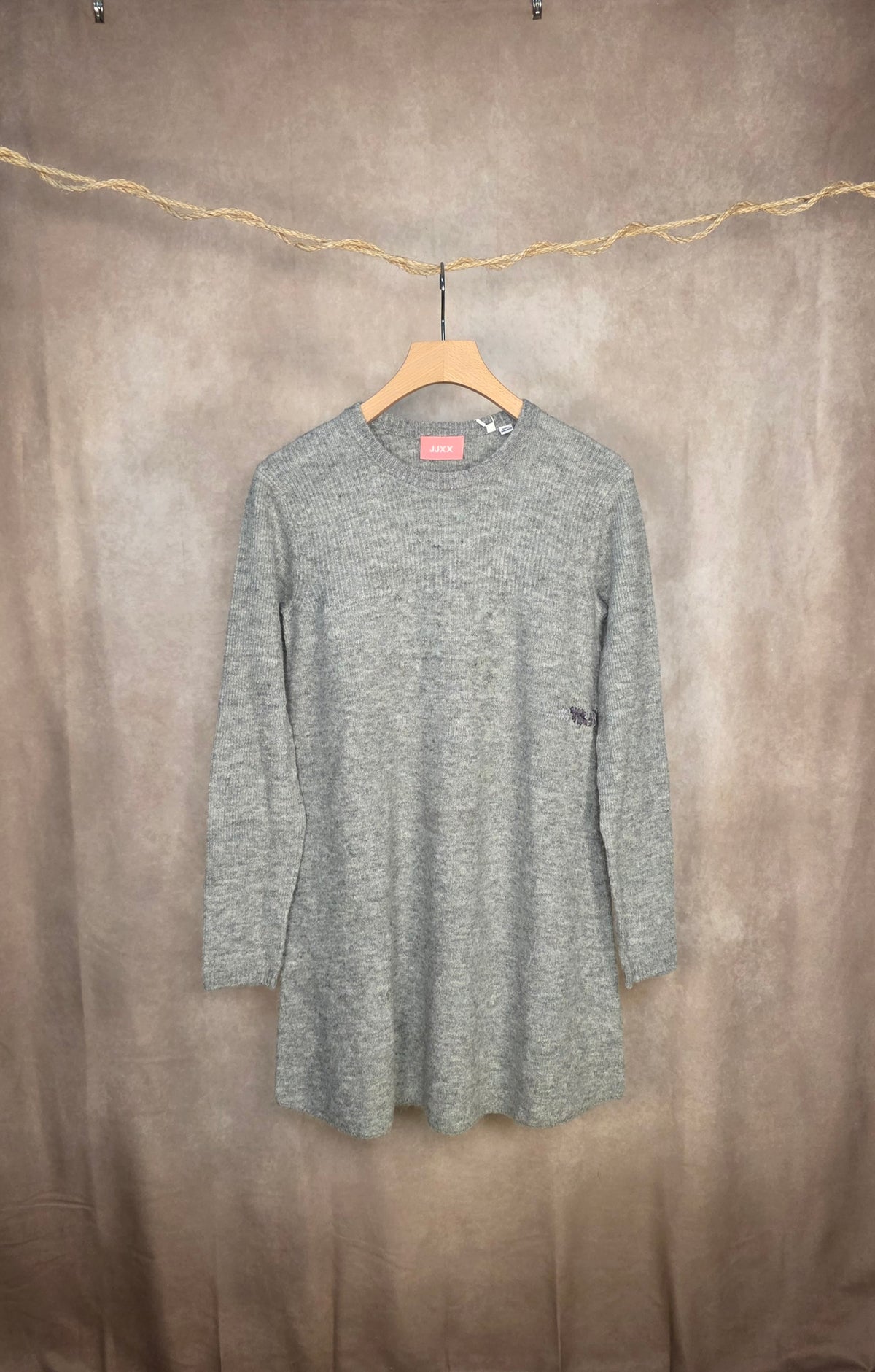 Abito corto in maglia grey melange