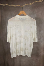 Camicia impreziosita con ricami di perline argentate