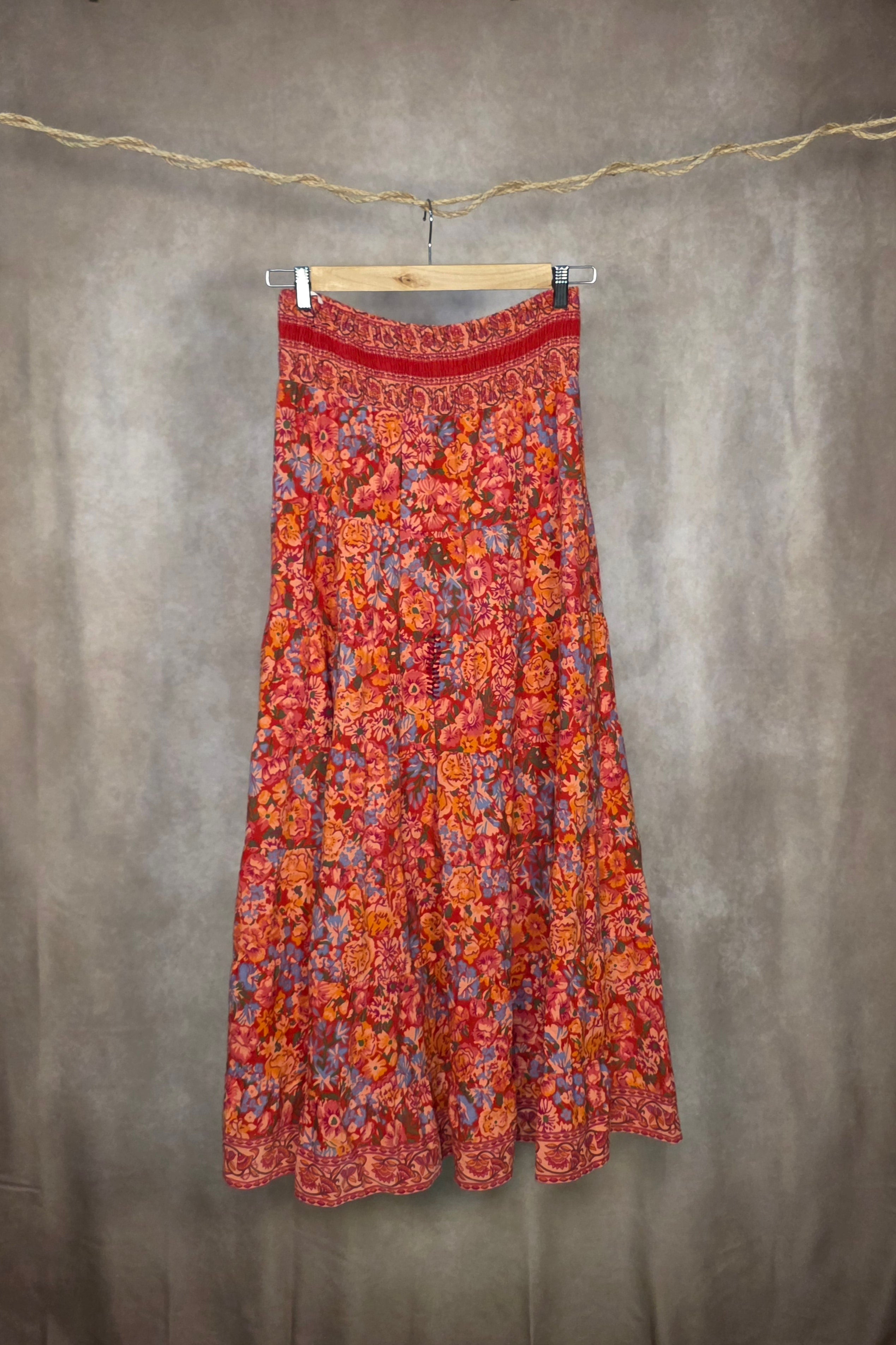 Gonna maxi boho a stampa floreale vibrante