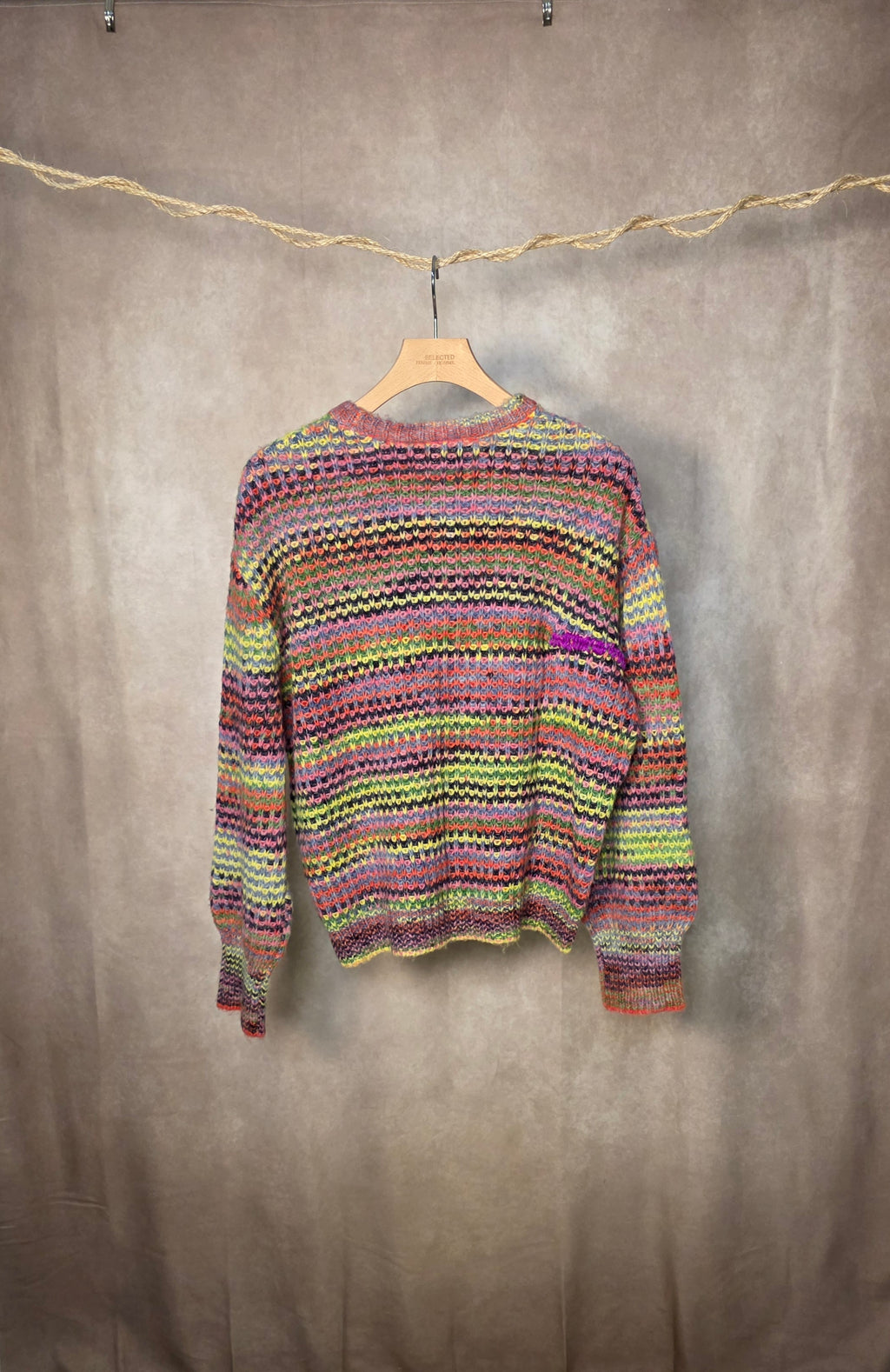 Maglia girocollo multicolore space dye