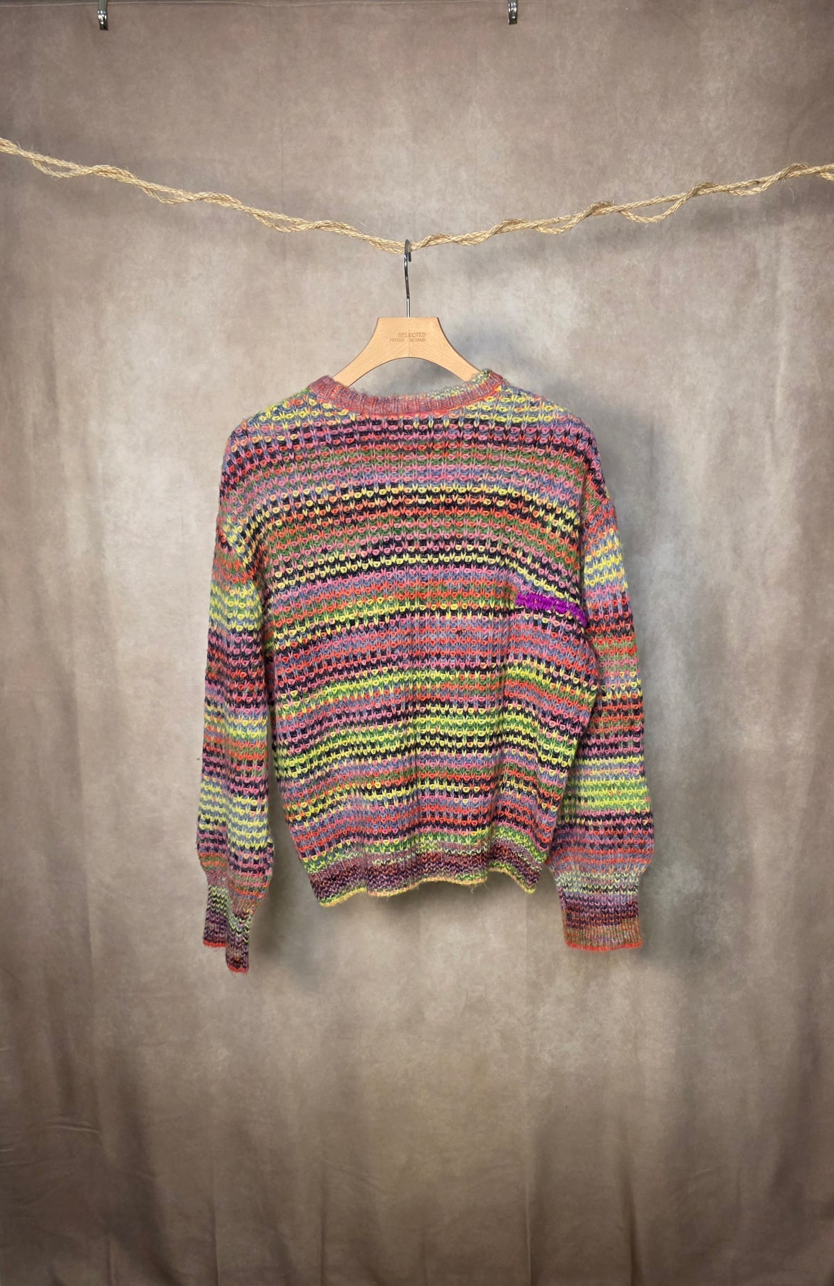 Maglia girocollo multicolore space dye