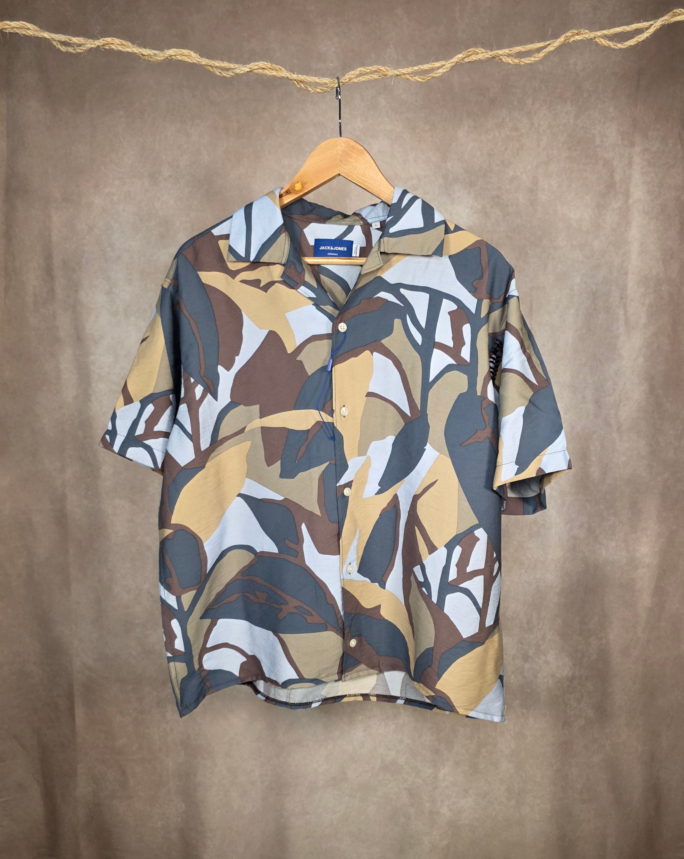 Camicia stampa a foglie Relaxed Fit