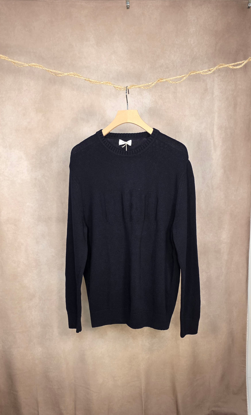 Maglione girocollo in cotone blu navy