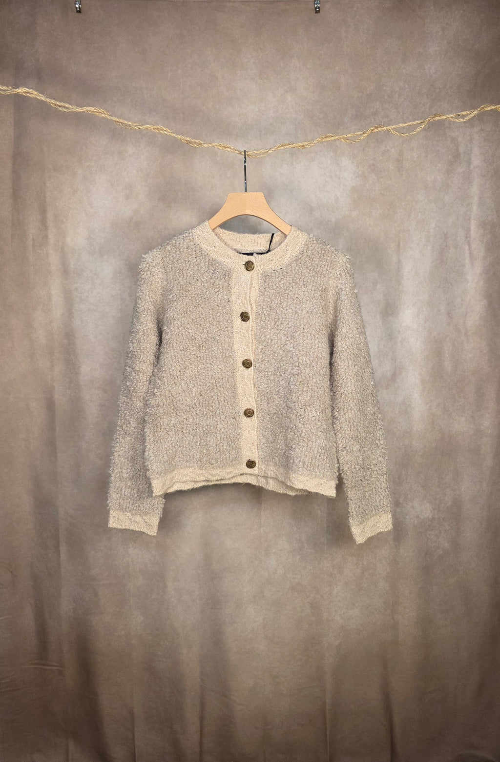 Cardigan bouclè crema