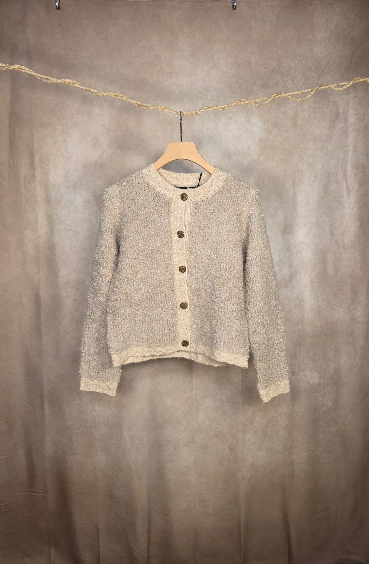 Cardigan bouclè crema
