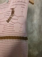 Abito in maglia traforata di cotone rosa