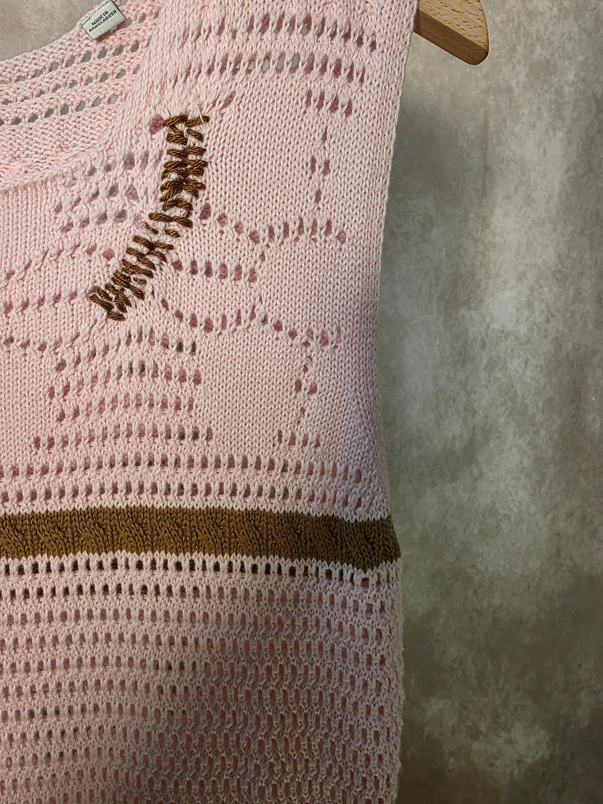 Abito in maglia traforata di cotone rosa