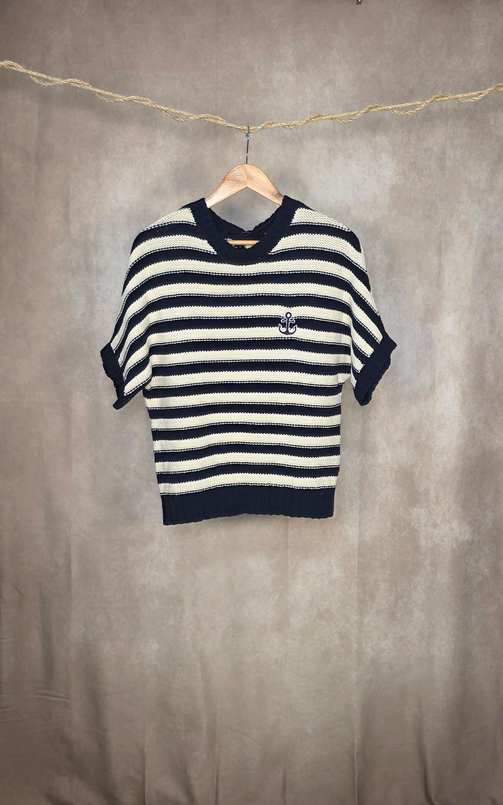 T-Shirt in maglia a righe in misto cotone