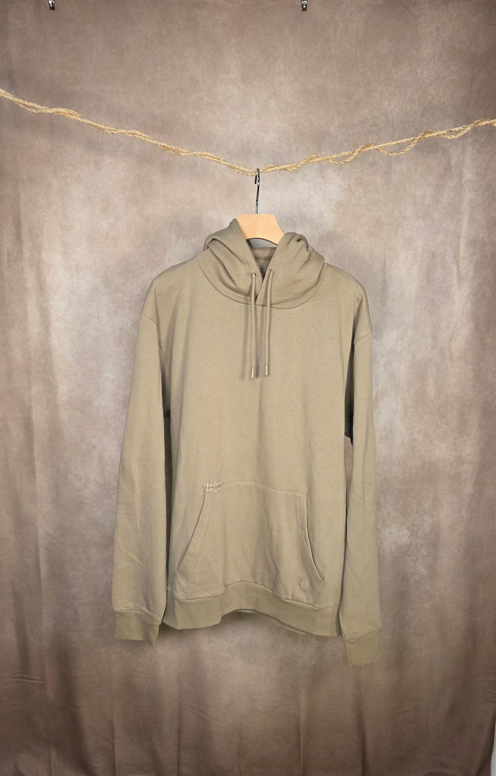 Felpa con cappuccio beige in misto cotone