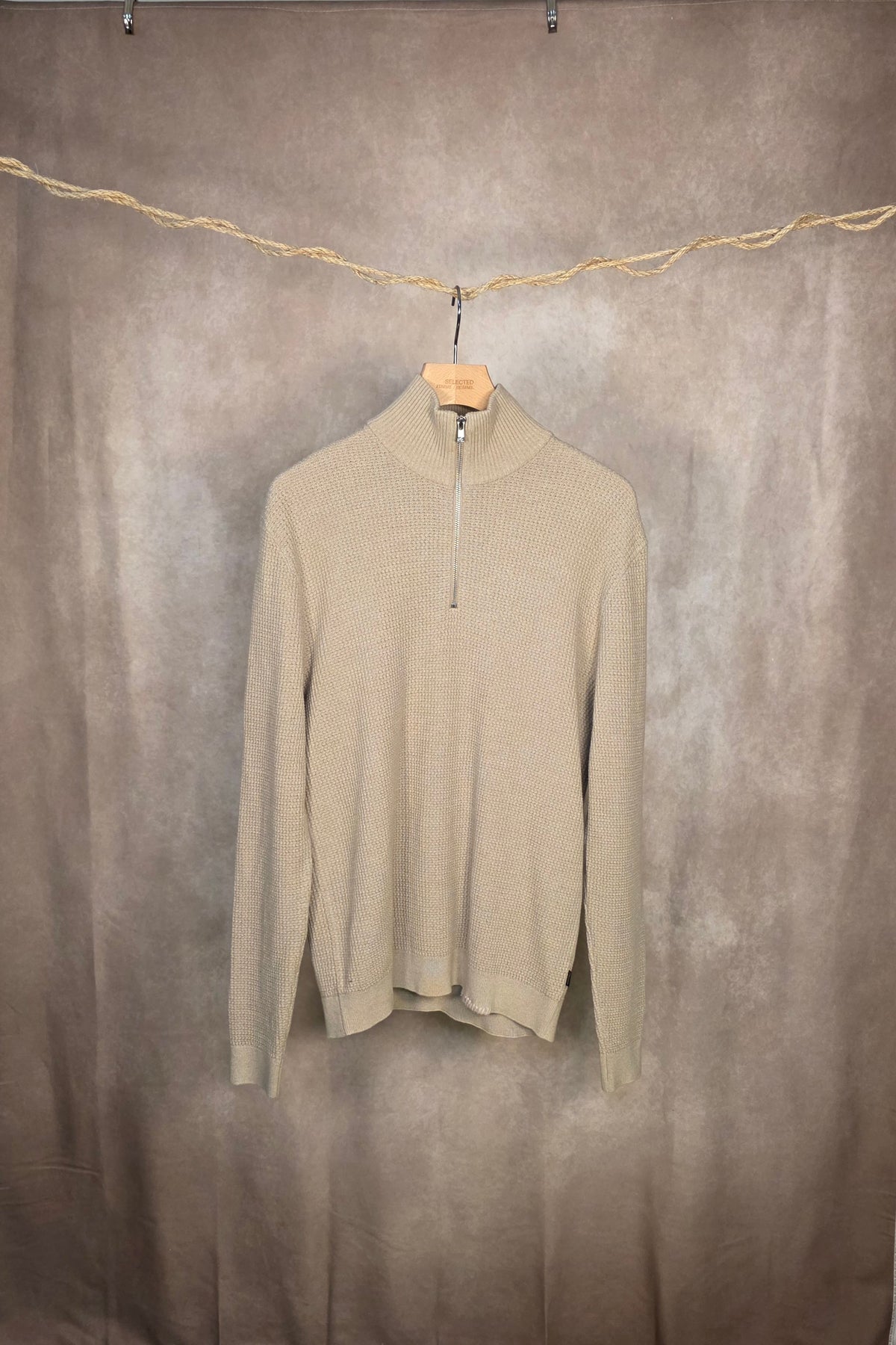 Maglione in cotone organico con mezza zip