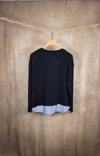 Magliietta in maglia fine blu navy