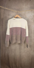 Maglione morbido a blocchi di colore in ciniglia