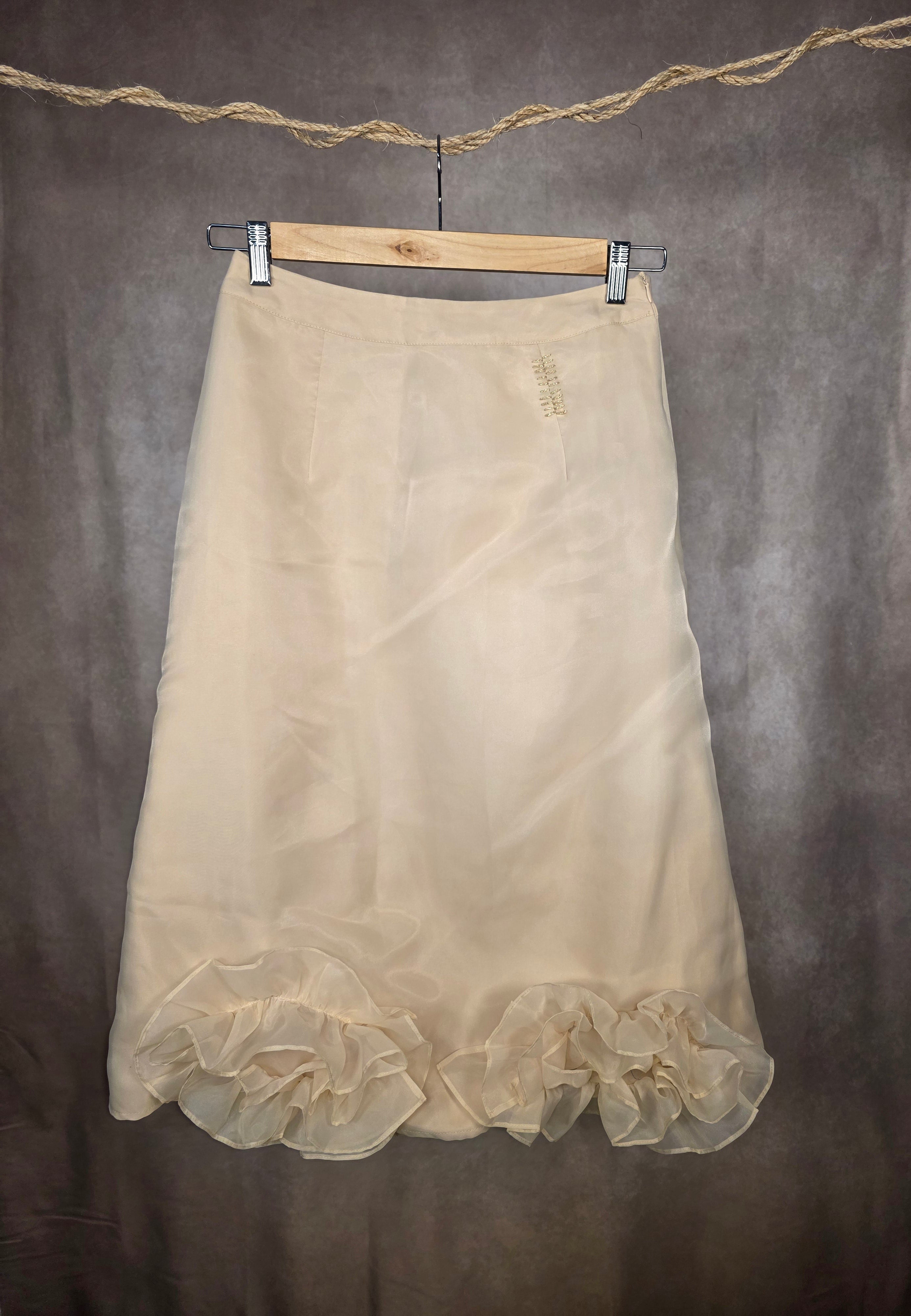 Gonna midi con dettagli in tulle