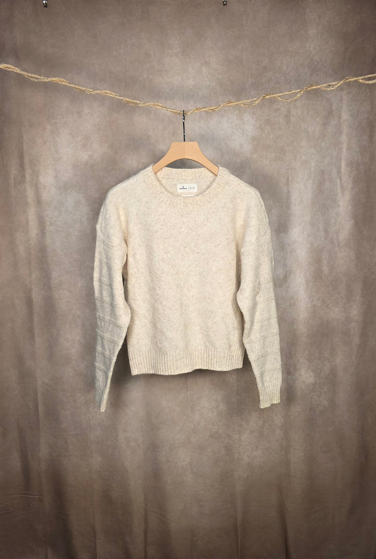 Maglione cozy girocollo chevron beige