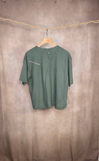 T-shirt in misto lino verde salvia