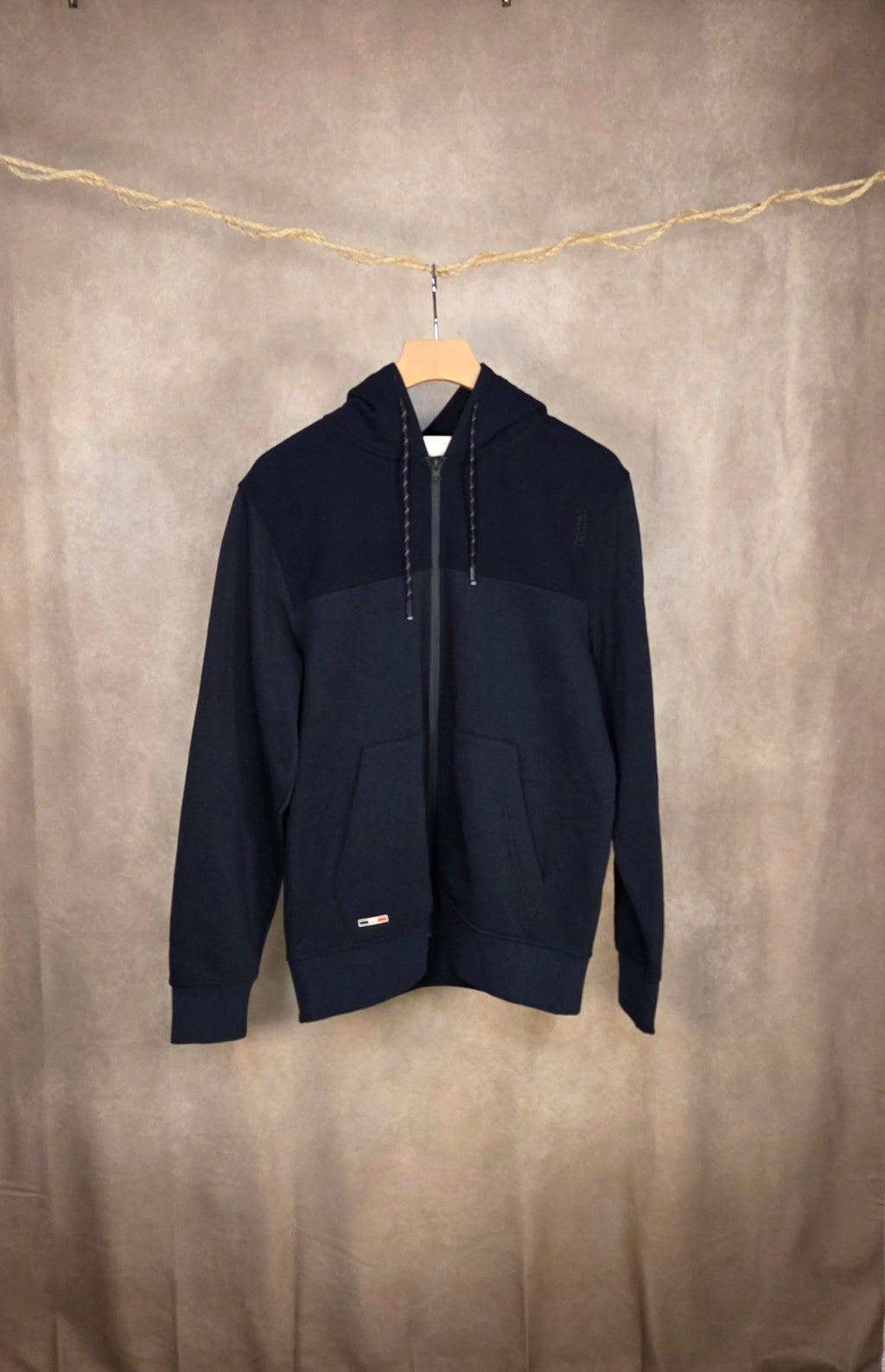 Felpa con zip e cappuccio blu navy