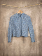 Camicia azzurra in puro cotone sangallo