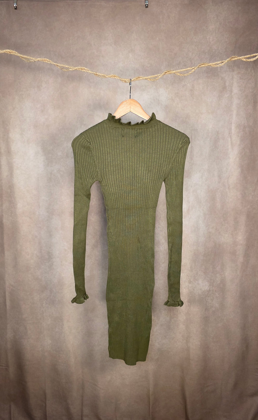 Abito mini verde in maglia