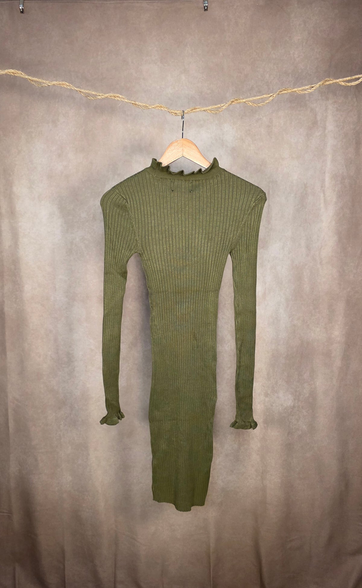 Abito mini verde in maglia