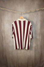 Camicia in maglia beige e bordeaux
