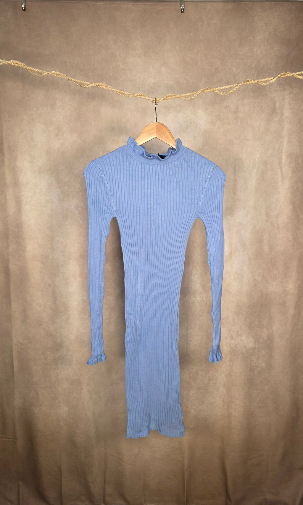 Abito mini azzurro in maglia