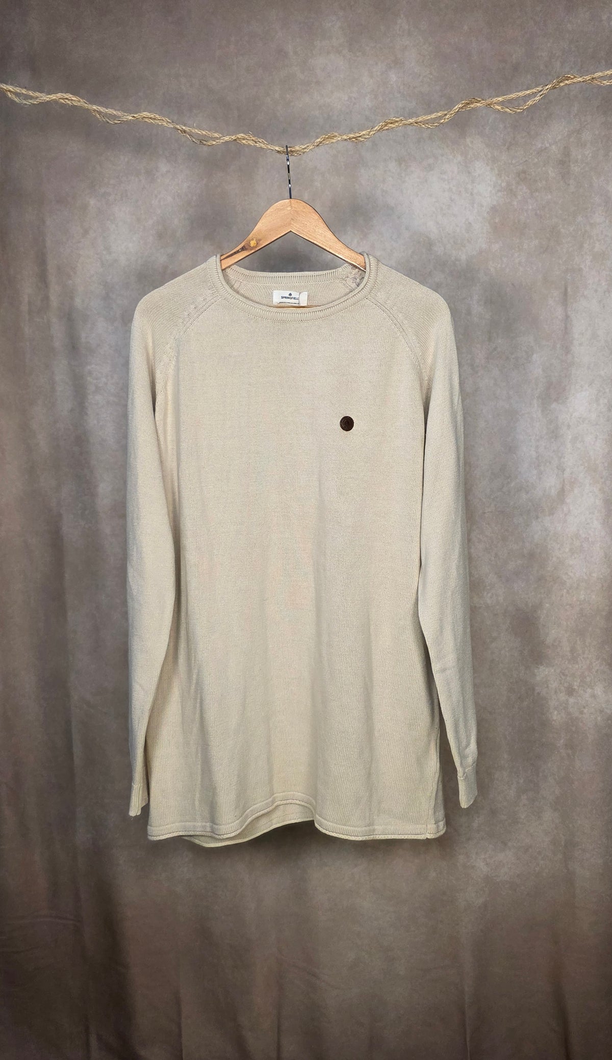 Maglione girocollo in cotone color crema