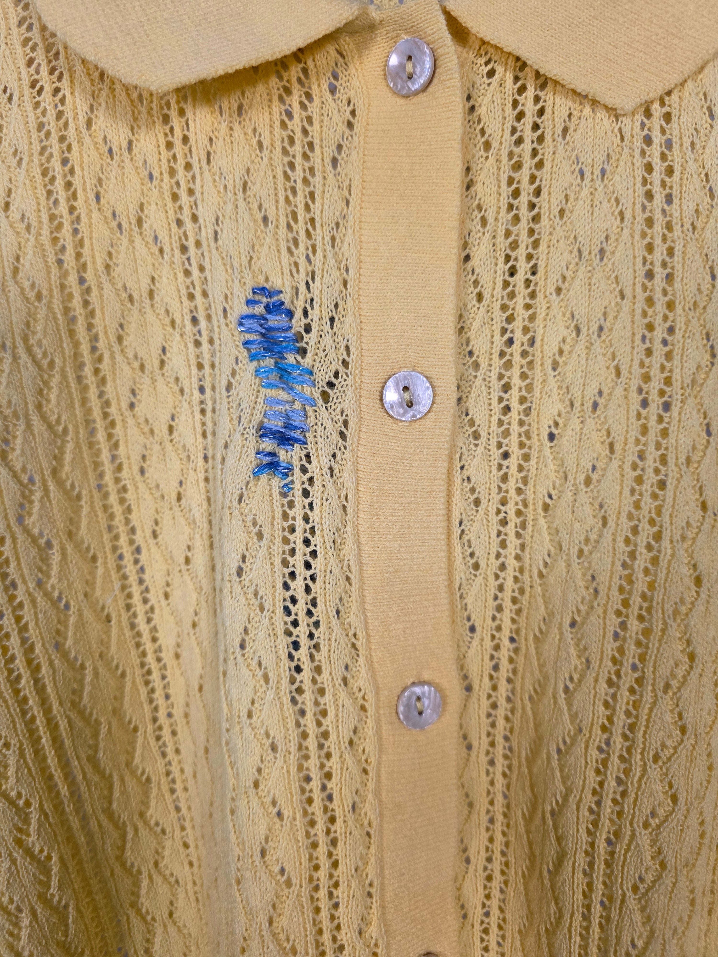 Cardigan a maniche corte in maglia traforata