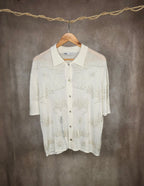 Camicia impreziosita con ricami di perline argentate