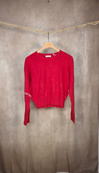 Maglia girocollo cropped rossa