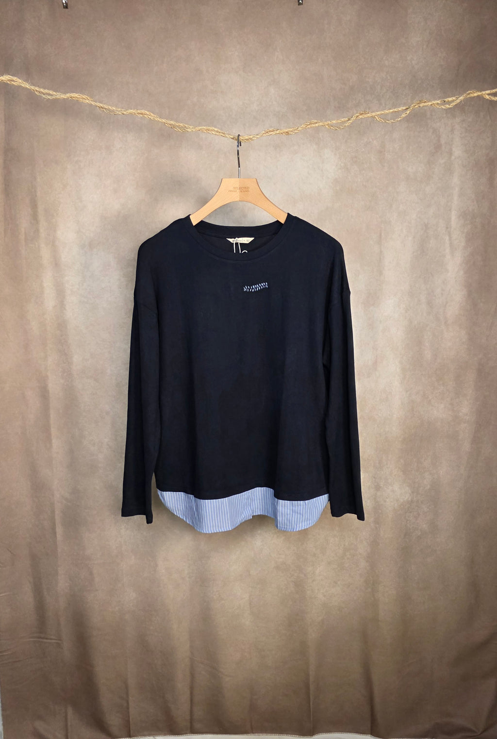 Magliietta in maglia fine blu navy
