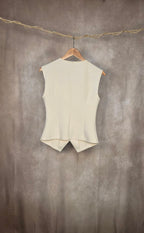 Gilet a scollo V con bottoni color avorio