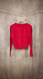 Maglia girocollo cropped rossa