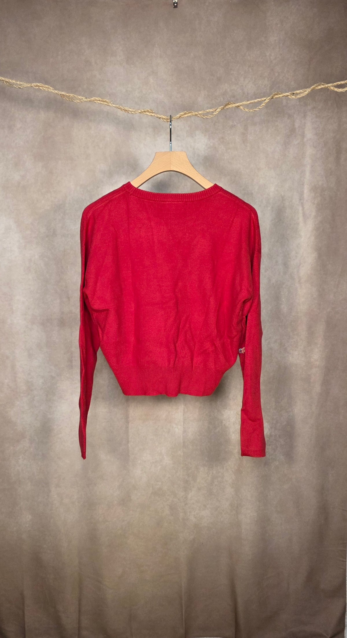Maglia girocollo cropped rossa