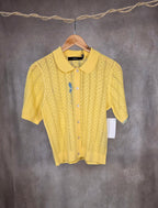 Cardigan a maniche corte in maglia traforata